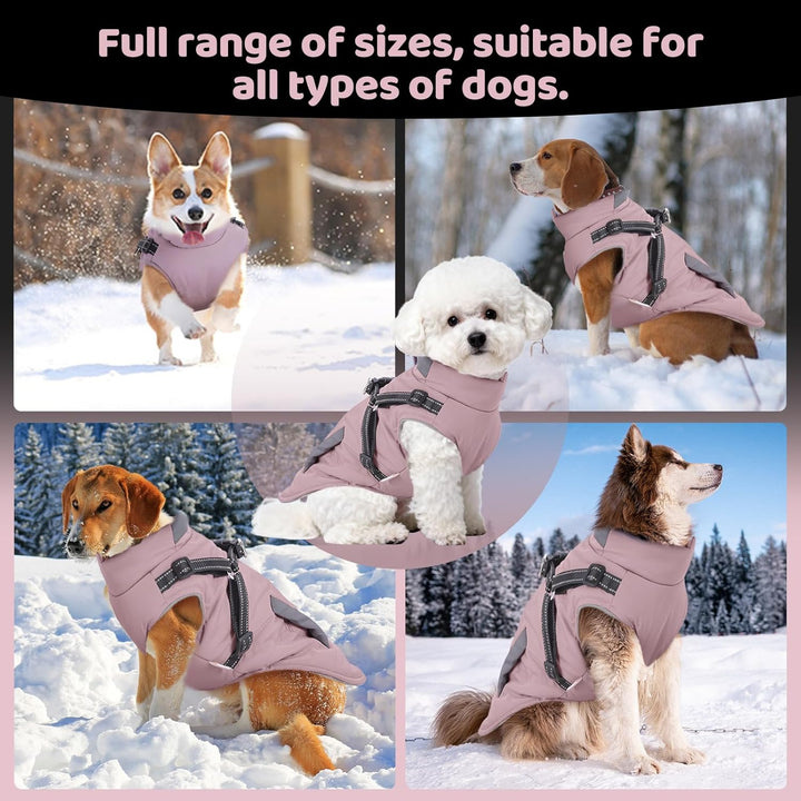 ZoneYan Hundejacke Winterweste Jacken, Warme Reflektierend Hundemäntel mit Geschirr Wasserdicht, Hun