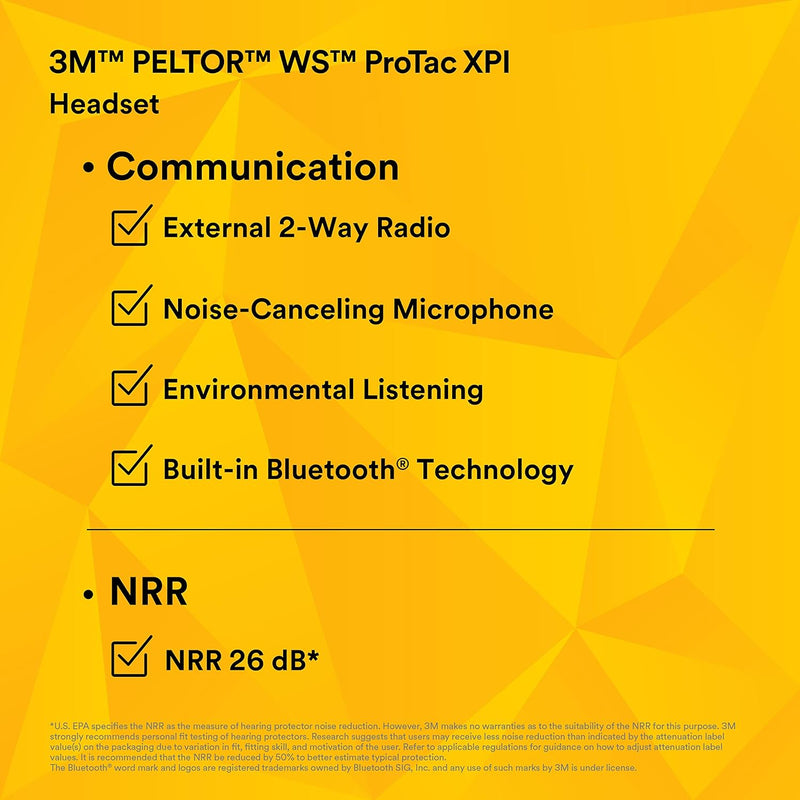 3M Gehörschutz-Headset PELTOR WS ProTac XPI, Kopfbügel, Bluetooth, gelb 7100196045 (Kapselgehörschut