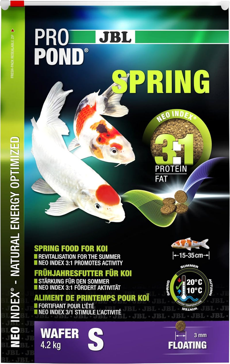 JBL Frühjahrsfutter für Koi, Schwimmende Futterwafer, Saisonfutter, ProPond Spring, Grösse S, 4,2 kg