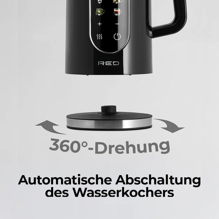 Edelstahl Wasserkocher mit Temperatureinstellung (40-100°C) | RED Colorsense A11E Teekocher 1,7L 200