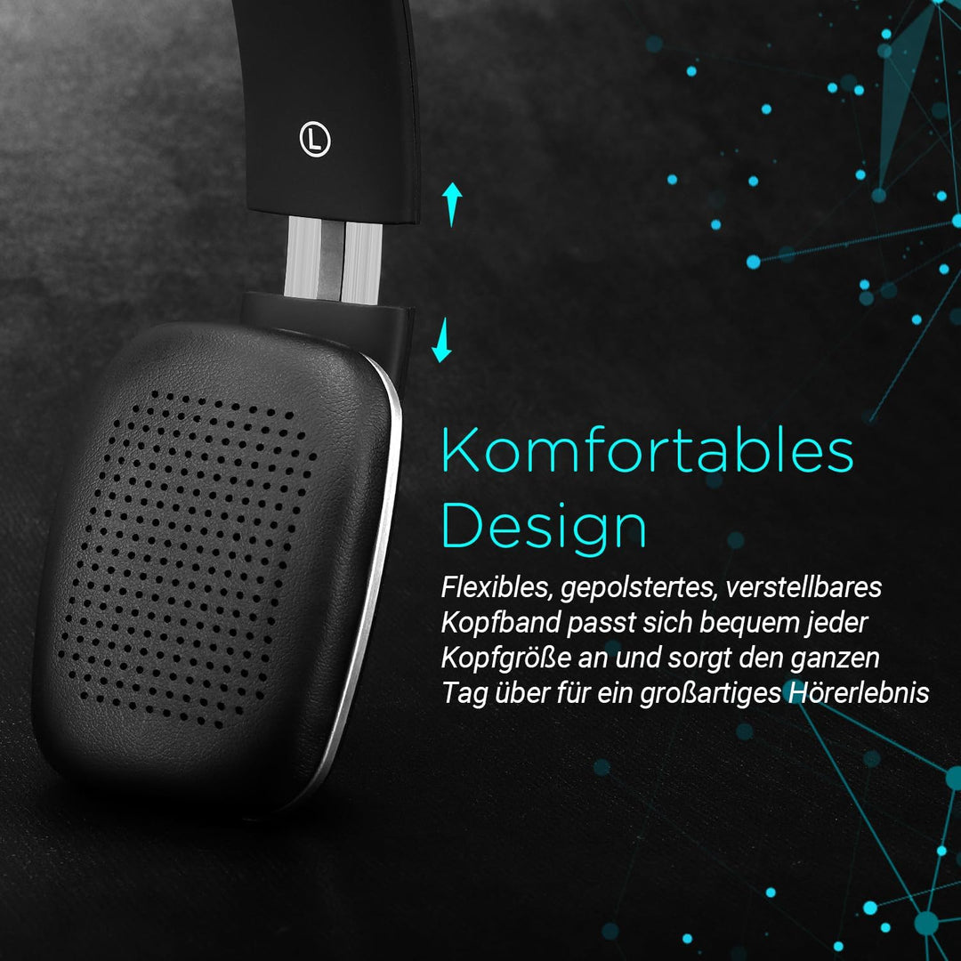 August EP636 - Bluetooth v4.1 NFC Kopfhörer - mit Freisprechfunktion und integriertem 14h Akku (weis