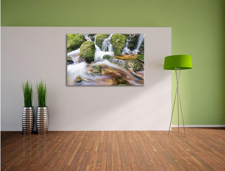 Pixxprint Gertelbach im Schwarzwald als Leinwandbild/Grösse: 100x70 cm/Wandbild/Kunstdruck/fertig be