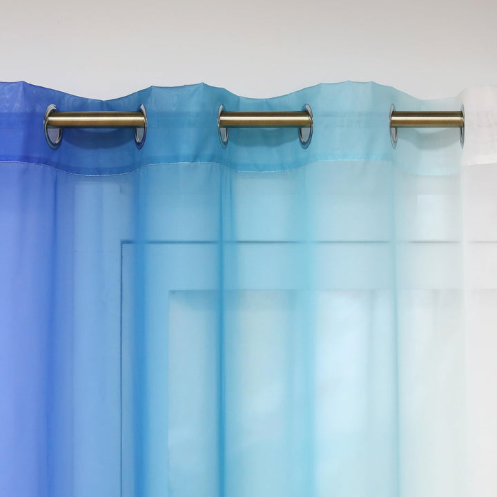 2er-Pack Farbverlauf Gardinen Transparenter Voile Vorhänge Schals mit Ösen H/B 175/140 cm Blau H175
