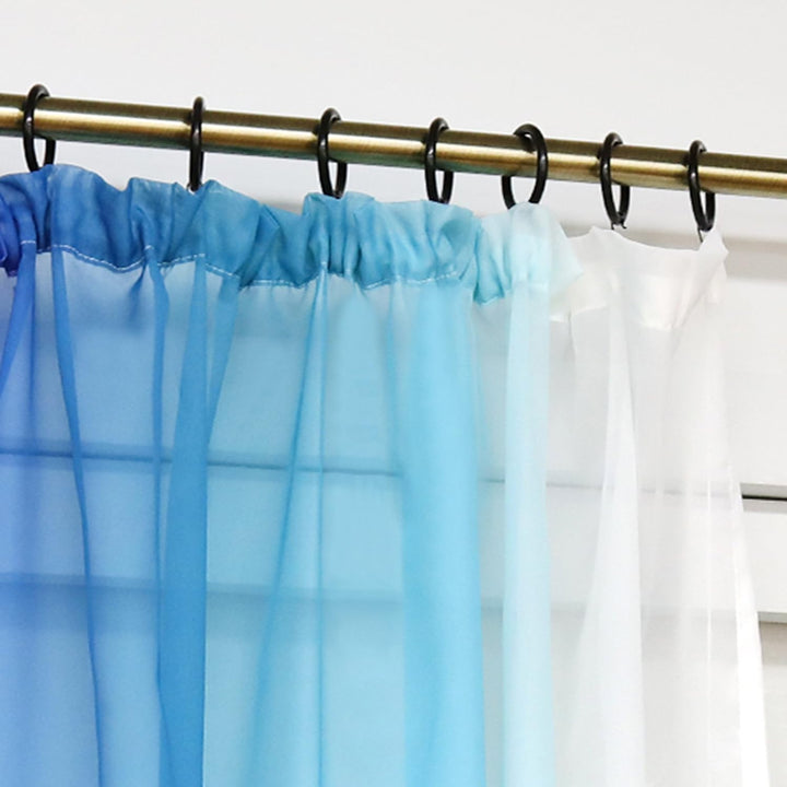 HongYa 2er-Pack Farbverlauf Gardinen Transparenter Voile Vorhänge Schals mit Kräuselband H/B 175/140