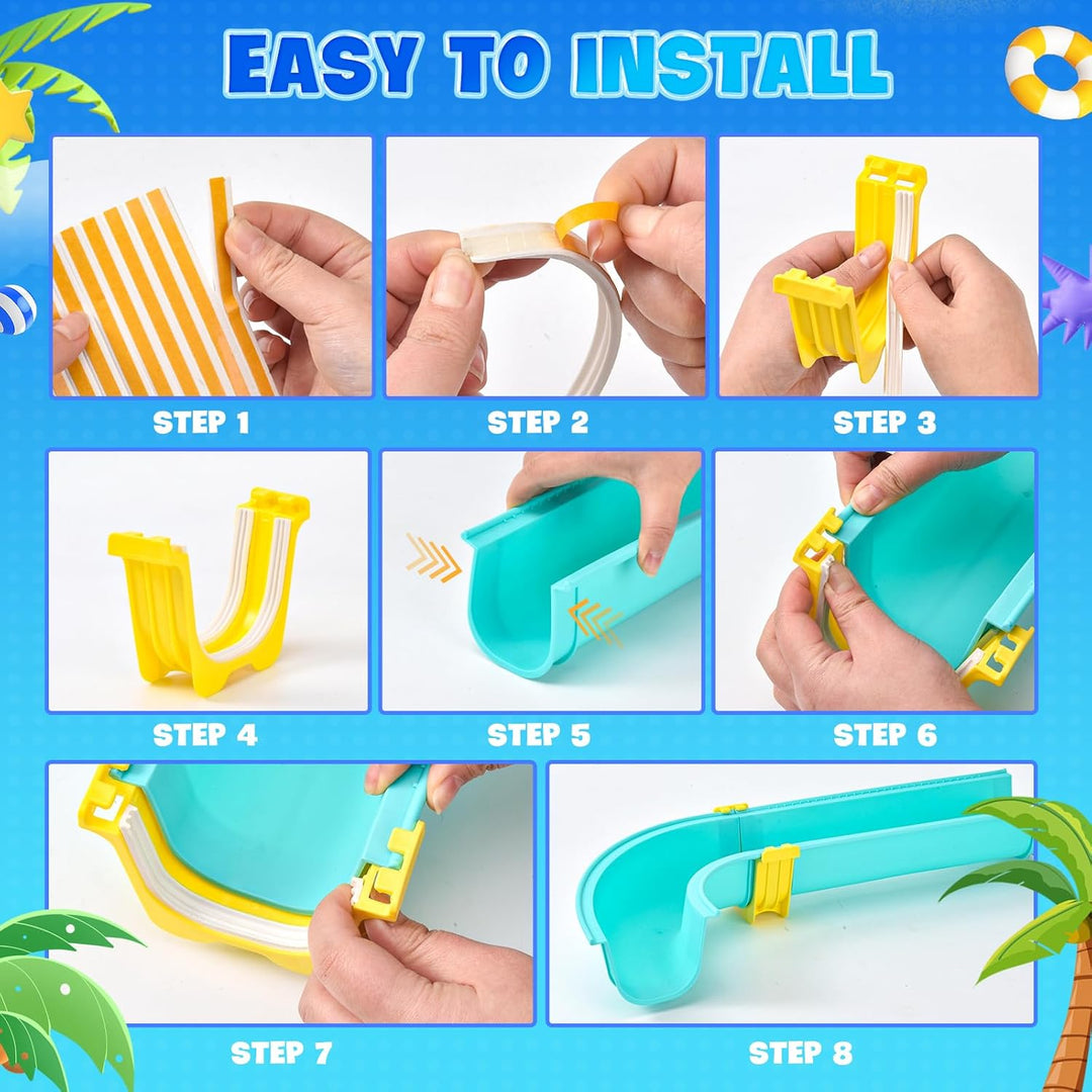 Wasserspielzeug mit Wasserbahn, 58 Teile Wasserbahn Kinder Draussen - Wassertisch Kinder mit Booten,