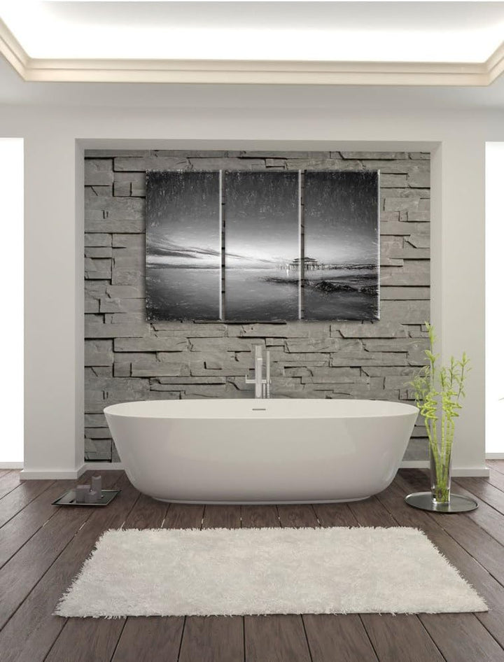 Pixxprint Timmendorfer Strand als Leinwandbild/Grösse: 3 Teilig (120x80) cm/Wandbild/Kunstdruck/fert