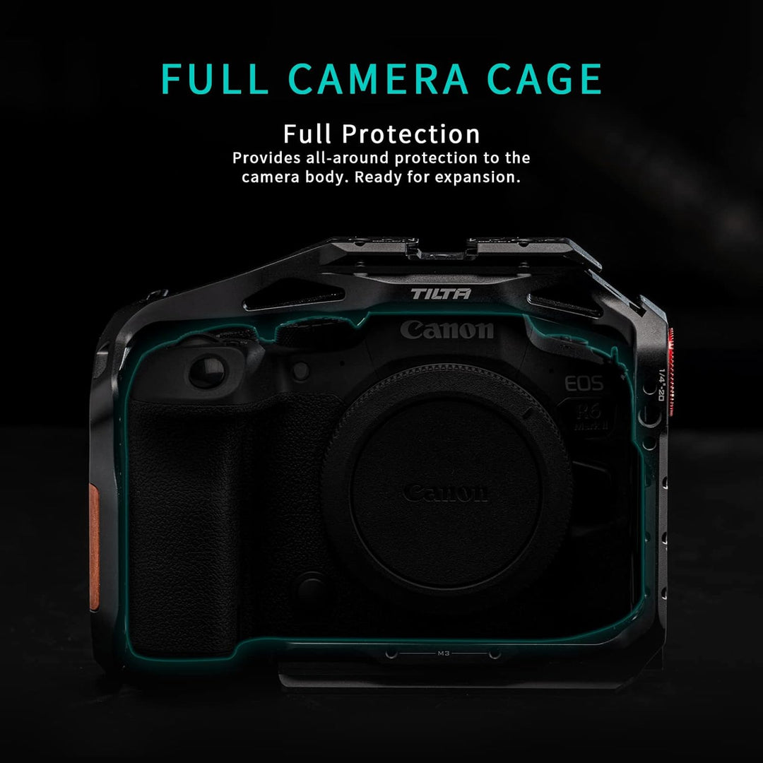 Tilta Full Camera Cage for R6 Mark II with Micro HDMI USB-C Cable Clamp, Cold Shoe Receiver, NATO ra