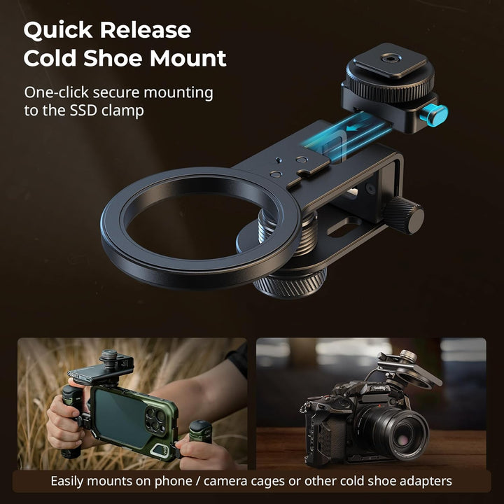 SMALLRIG SSD-Halterung 2-in-1 SSD-Halterung für MagSafe mit Cold Shoe-Kabelklemme, kompatibel mit 0,