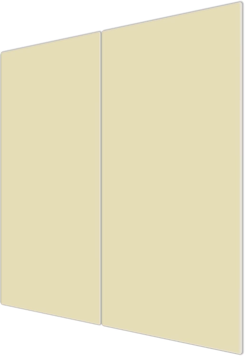 banjado® Herdabdeckplatte Glas 2-teilig je 30x52 cm/Schneidebrett Herdabdeckung mit Motiv Beige/Herd