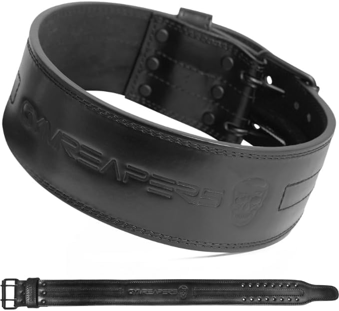 Gewichthebergürtel, 6 mm, echtes Leder, doppelte Zinken, robust, 10,2 cm breit, starke, stabilisiere
