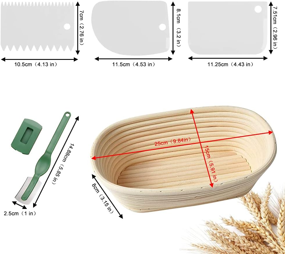 Gärkörbchen Set ø 25cm Gärkörbchen Oval Banneton Gärkorb Handgefertigter Rattan-Korb Brotform Brotko