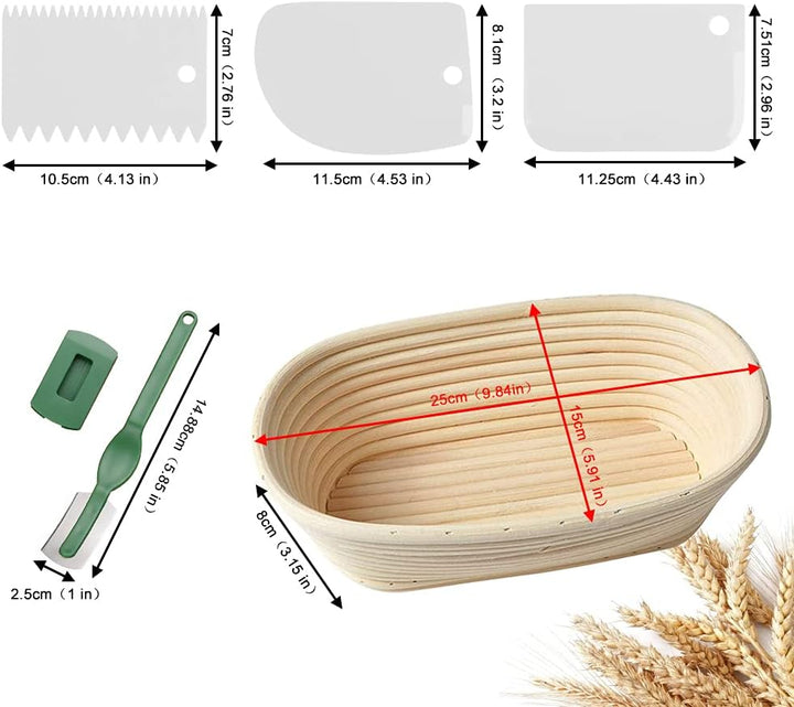 Gärkörbchen Set ø 25cm Gärkörbchen Oval Banneton Gärkorb Handgefertigter Rattan-Korb Brotform Brotko