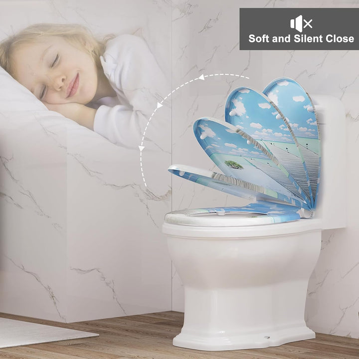 WOLTU Toilettendeckel mit Absenkautomatik, WC Sitz Deckel oval, Klodeckel mit Quick-Release für einf