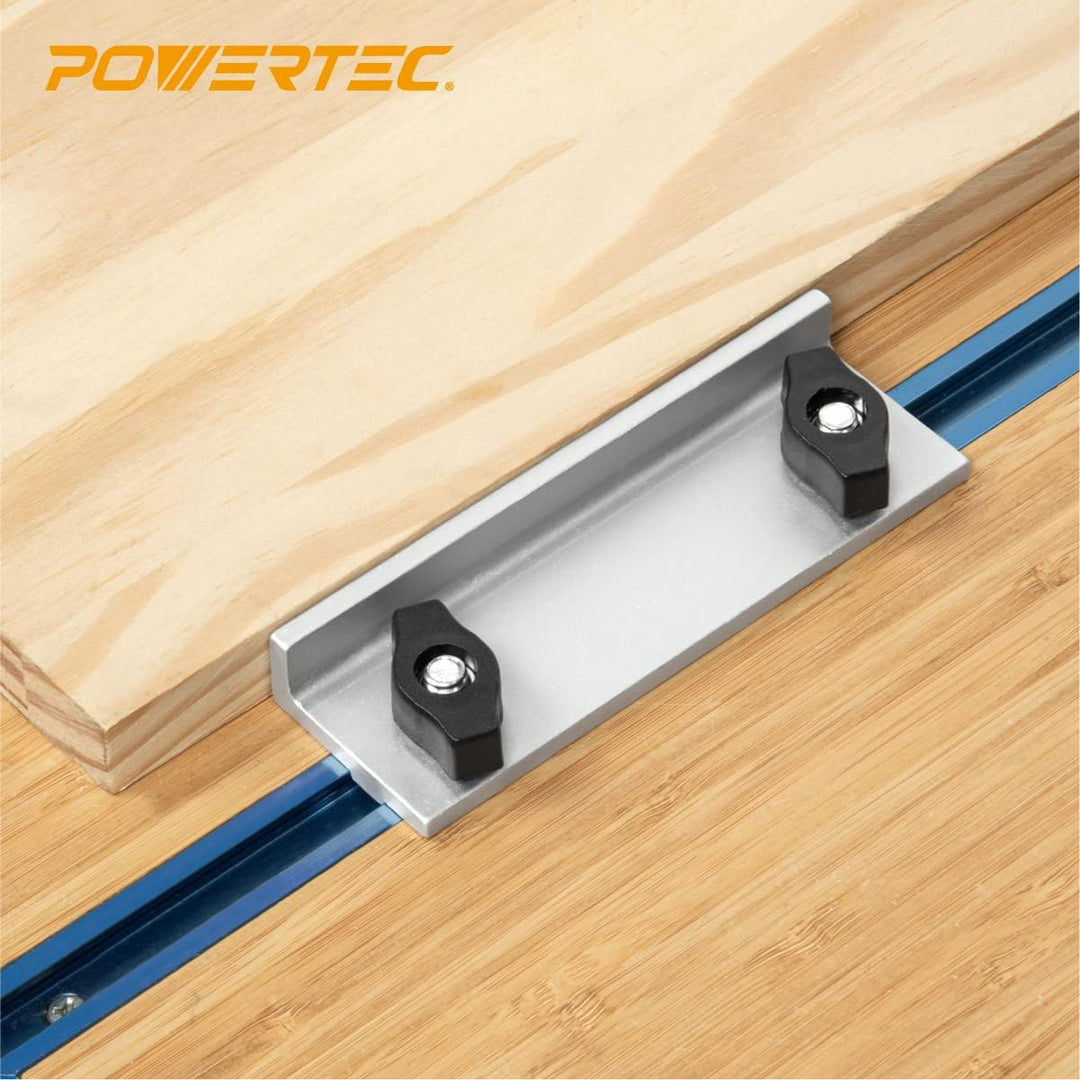 POWERTEC 71696 Universal-Langanschlag-Set, T-Schienen-Anschlagblock für T-Track-Holzbearbeitung, Sch