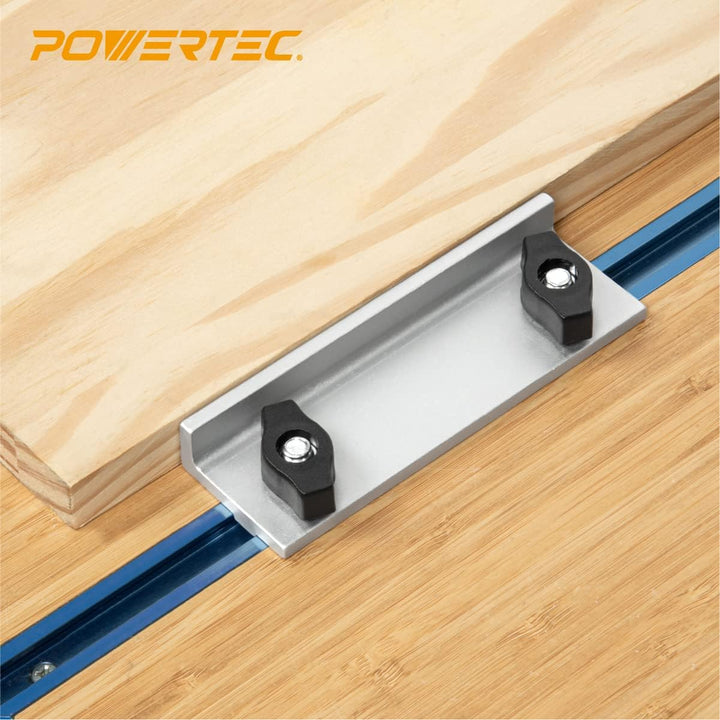 POWERTEC 71696 Universal-Langanschlag-Set, T-Schienen-Anschlagblock für T-Track-Holzbearbeitung, Sch