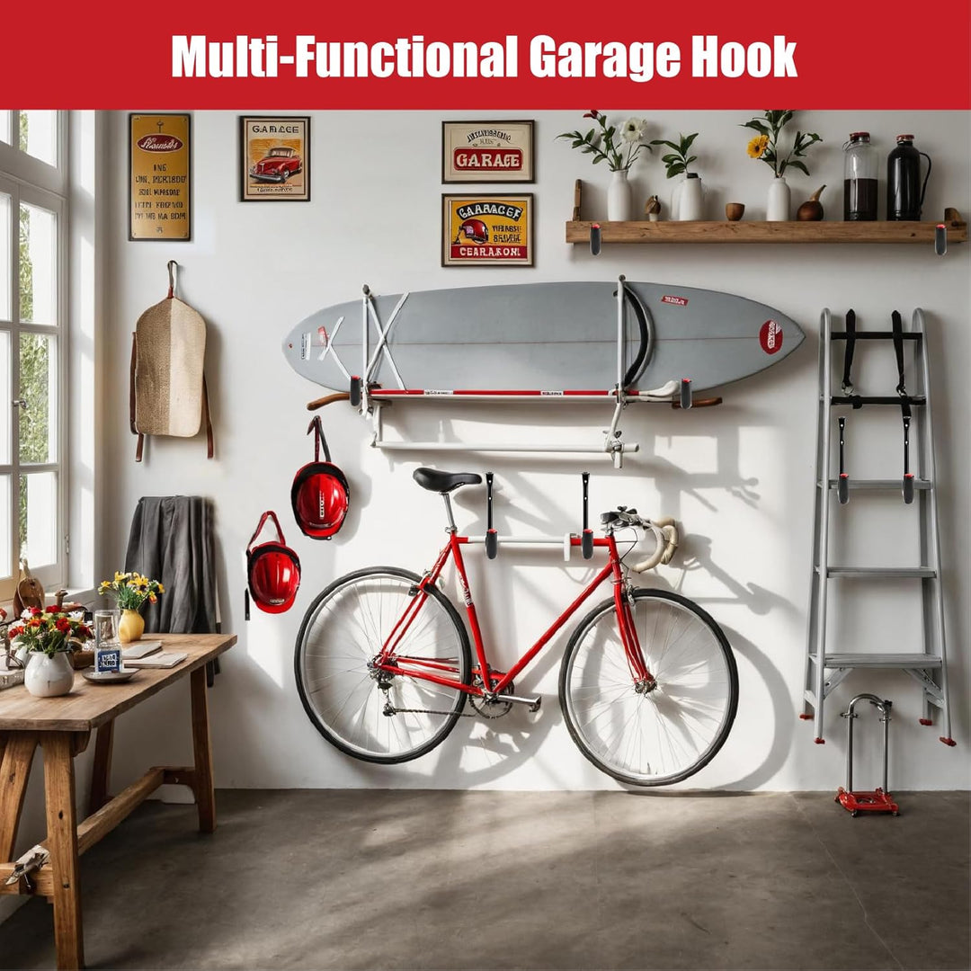 Garagenhaken, 10 Stück Wandhalterung Garagenaufbewahrung Werkzeugaufhänger mit 9,8" Jumbo-Arm, Hochl