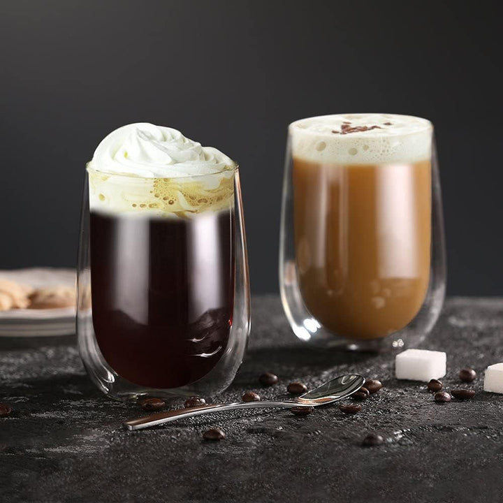 glastal 350ml Doppelwandige Latte Macchiato Gläser Set Borosilikatglas Kaffeetassen Glas 6er Set Kaf