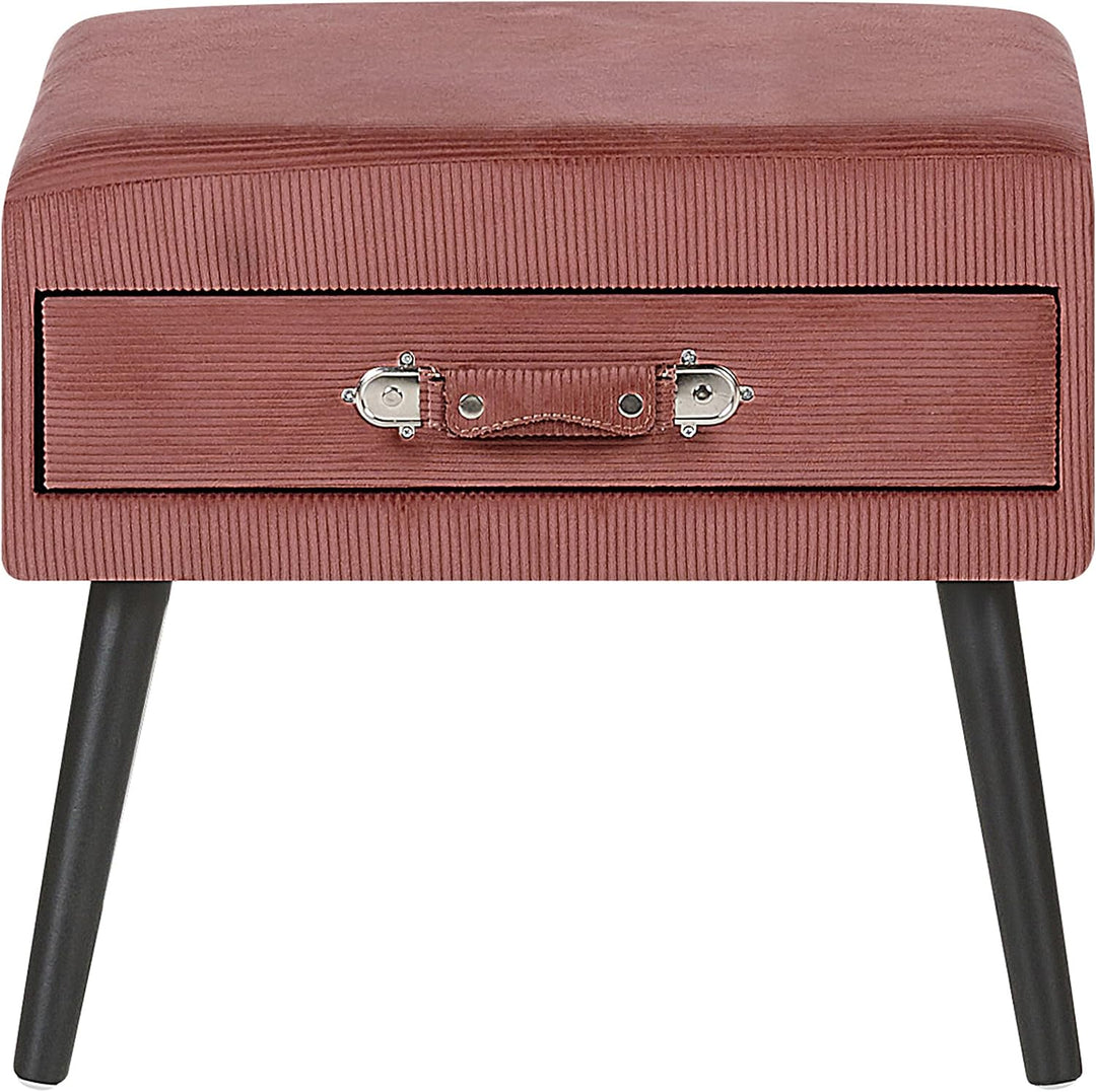 Lustiger Nachttisch 1 Schublade Koffer-Optik Cord rosa Eurostar
