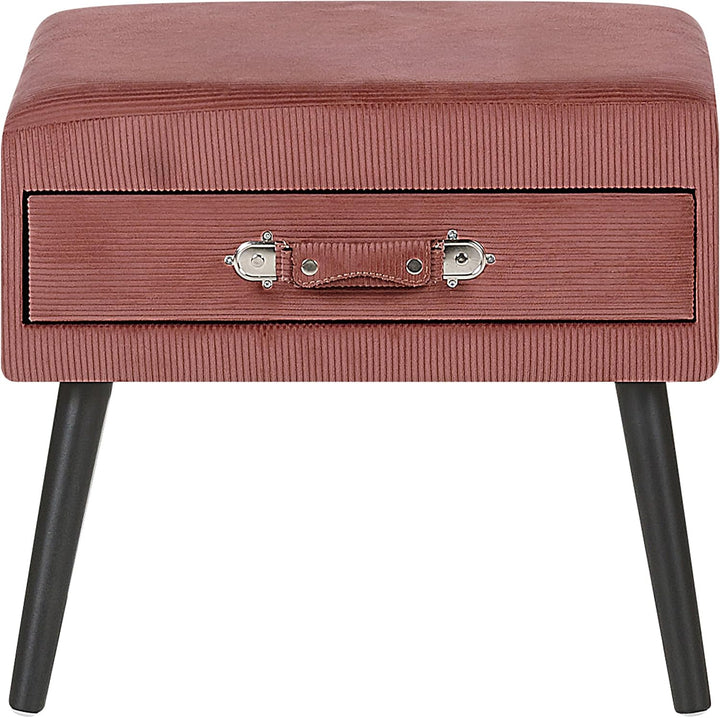 Lustiger Nachttisch 1 Schublade Koffer-Optik Cord rosa Eurostar