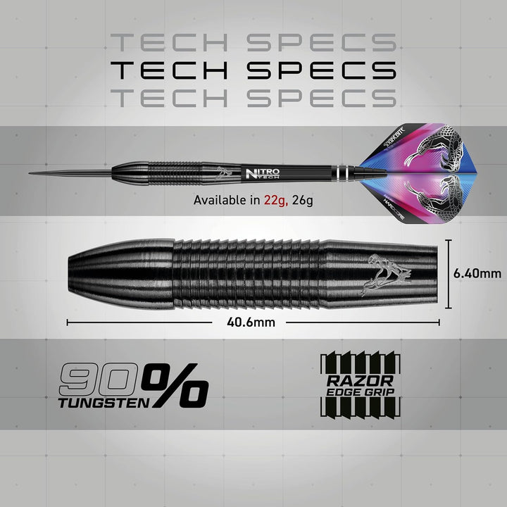 RED DRAGON Peter Wright Snakebite 3: 22g oder 26g Tungsten Darts mit Flights und Schäfte 22.0 Gramm,