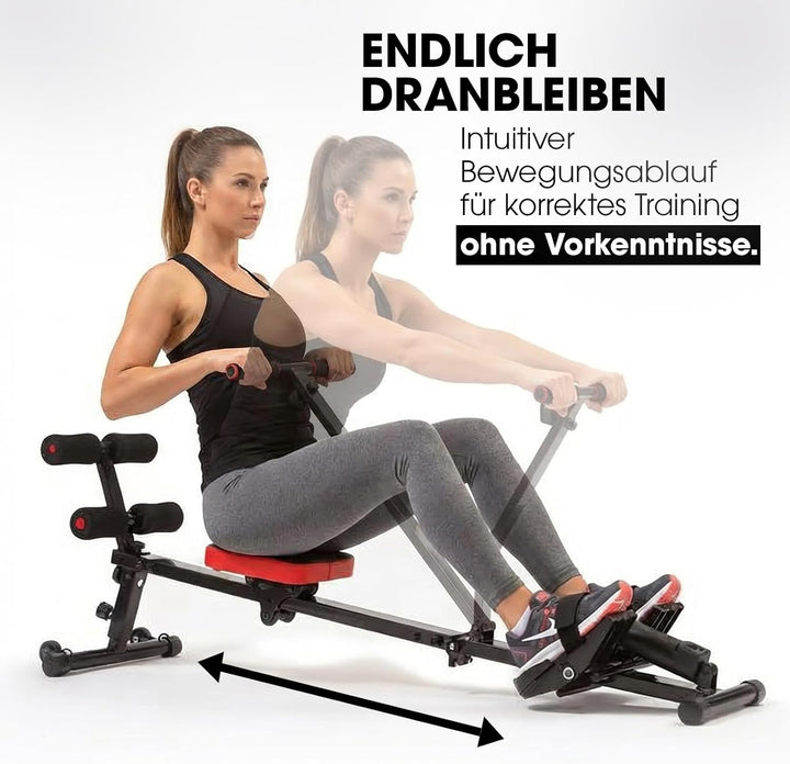 Kendox RowShaper - Rudergerät für Zuhause - Fitnessgerät für Cardio & Krafttraining - LCD Display -
