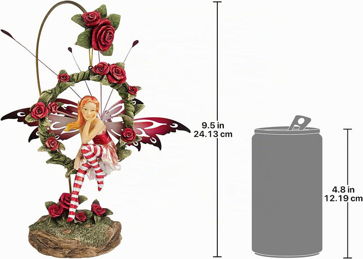 Design Toscano Strahlende Rose Hängefeenfigur mit Standfuss, 14 x 19 x 24,1 cm