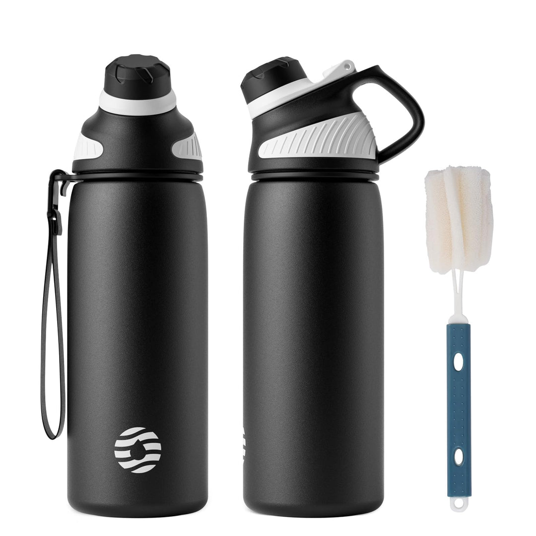 Fjbottle Edelstahl Trinkflasche Sport mit Magnetischem Deckel 1L, 800ml, 600ml, 400ml BPA-Frei Ausla