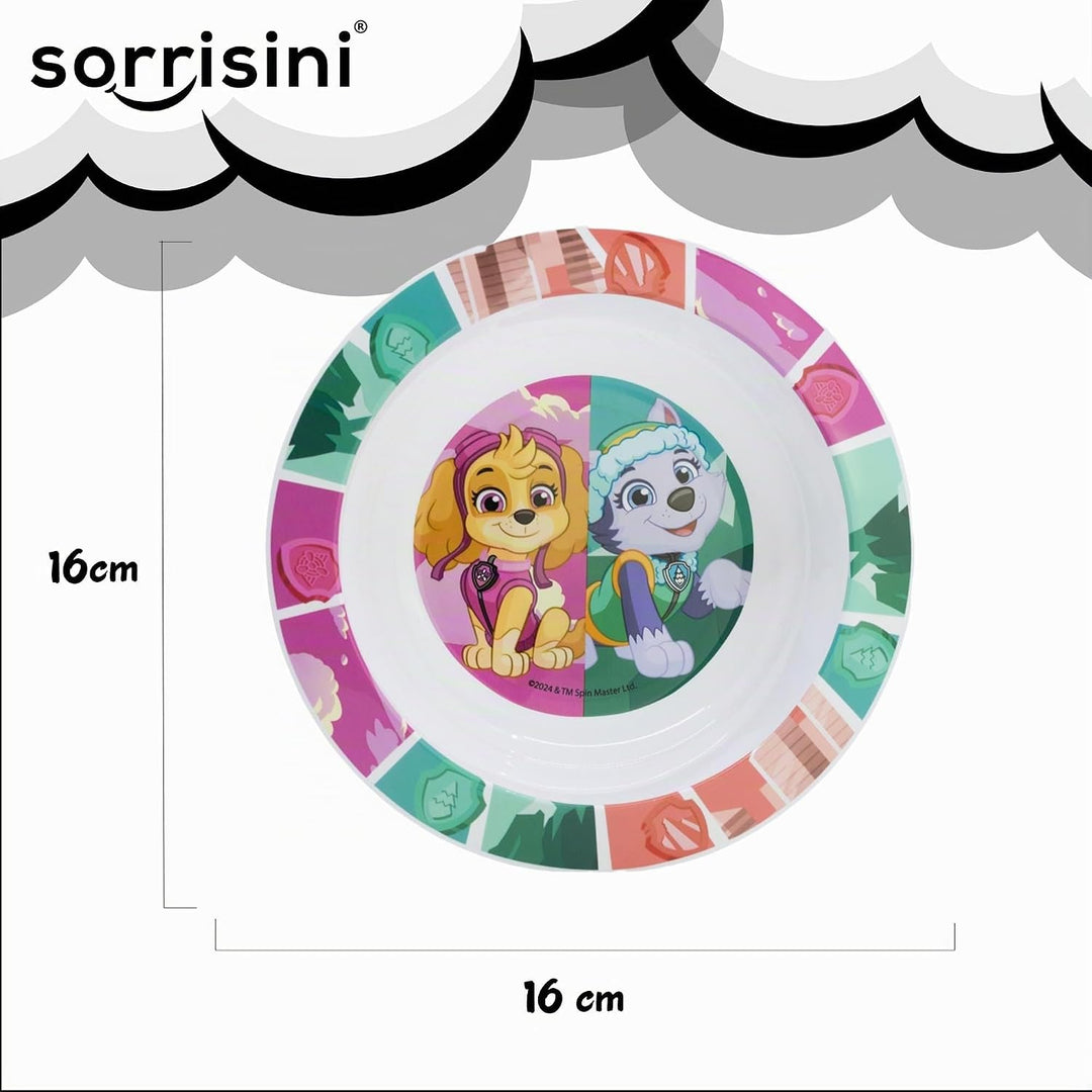 Sorrisini Kindergeschirr set Paw Patrol, Wiederverwendbares Babygeschirr Set, Kinder Essgeschirr, Mi