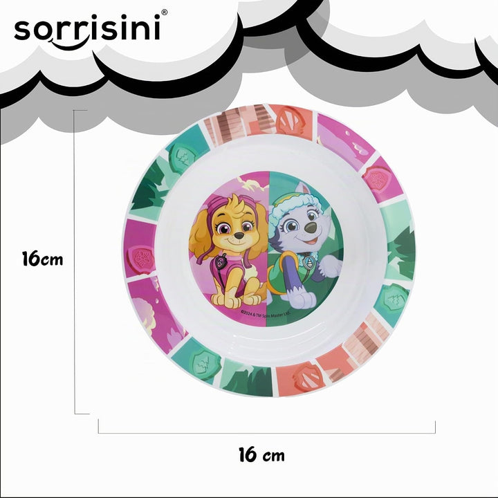 Sorrisini Kindergeschirr set Paw Patrol, Wiederverwendbares Babygeschirr Set, Kinder Essgeschirr, Mi
