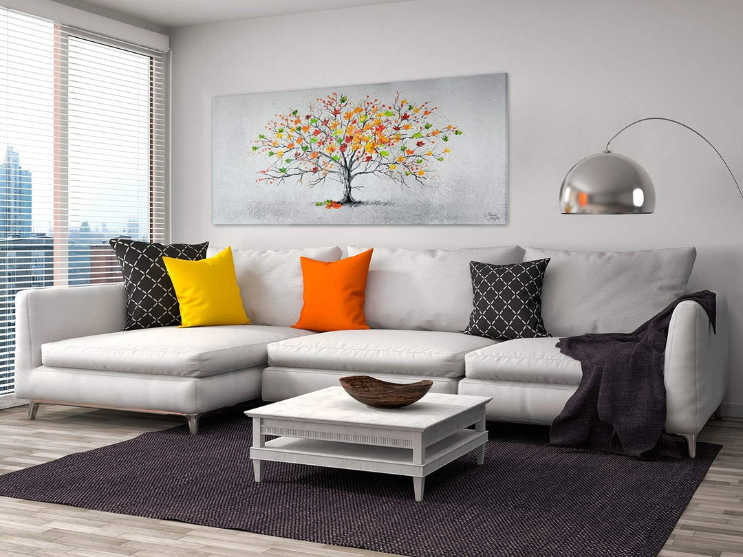 Monica Mirafiori I 100% HANDGEMALT I Gemälde Bunter Baum 100x50cm | Gemälde Handgemalt | Acrylgemäld