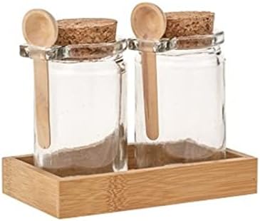 2er Set Korkenglas mit Holzlöffel │ Füllmenge 120ml │ inkl. Löffel und Tablett