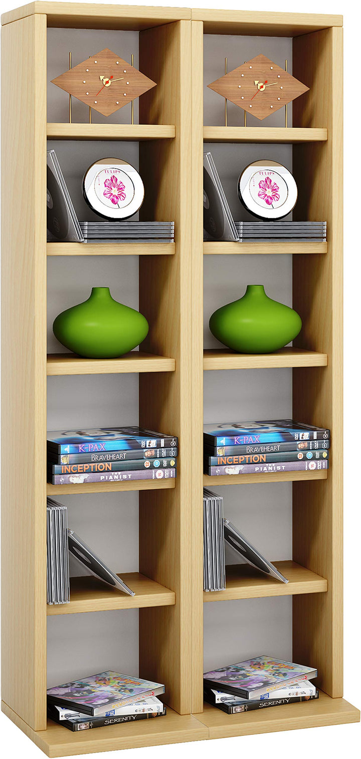 VCM Regal DVD CD Rack Möbel Aufbewahrung Holzregal Standregal Sammelregal Anbauprogramm Buche 92x42x