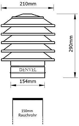 150mm Lamellenaufsatz Edelstahl Schornsteinabdeckung Kaminaufsatz Kaminhut Kaminhaube Kaminabdeckung
