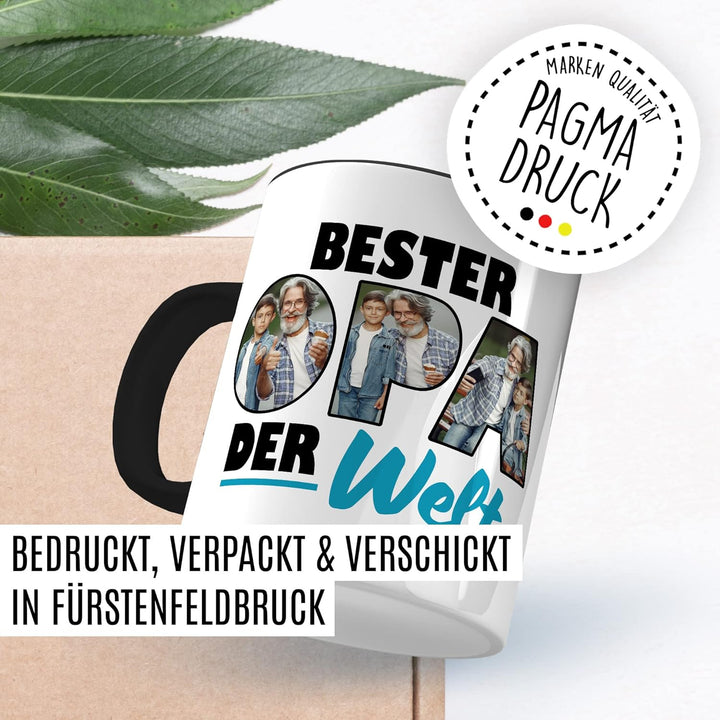 Opa Tasse personalisierbar mit Bild, Bester Opa der Welt, Geschenk personalisiert Grossvater Spruch