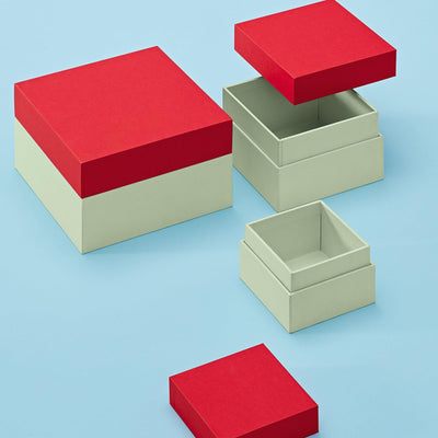Semikolon 364833 3er Aufbewahrungsboxen Cutting Edge – 3 tlg – drei Grössen – Geschenkboxen rot-grün