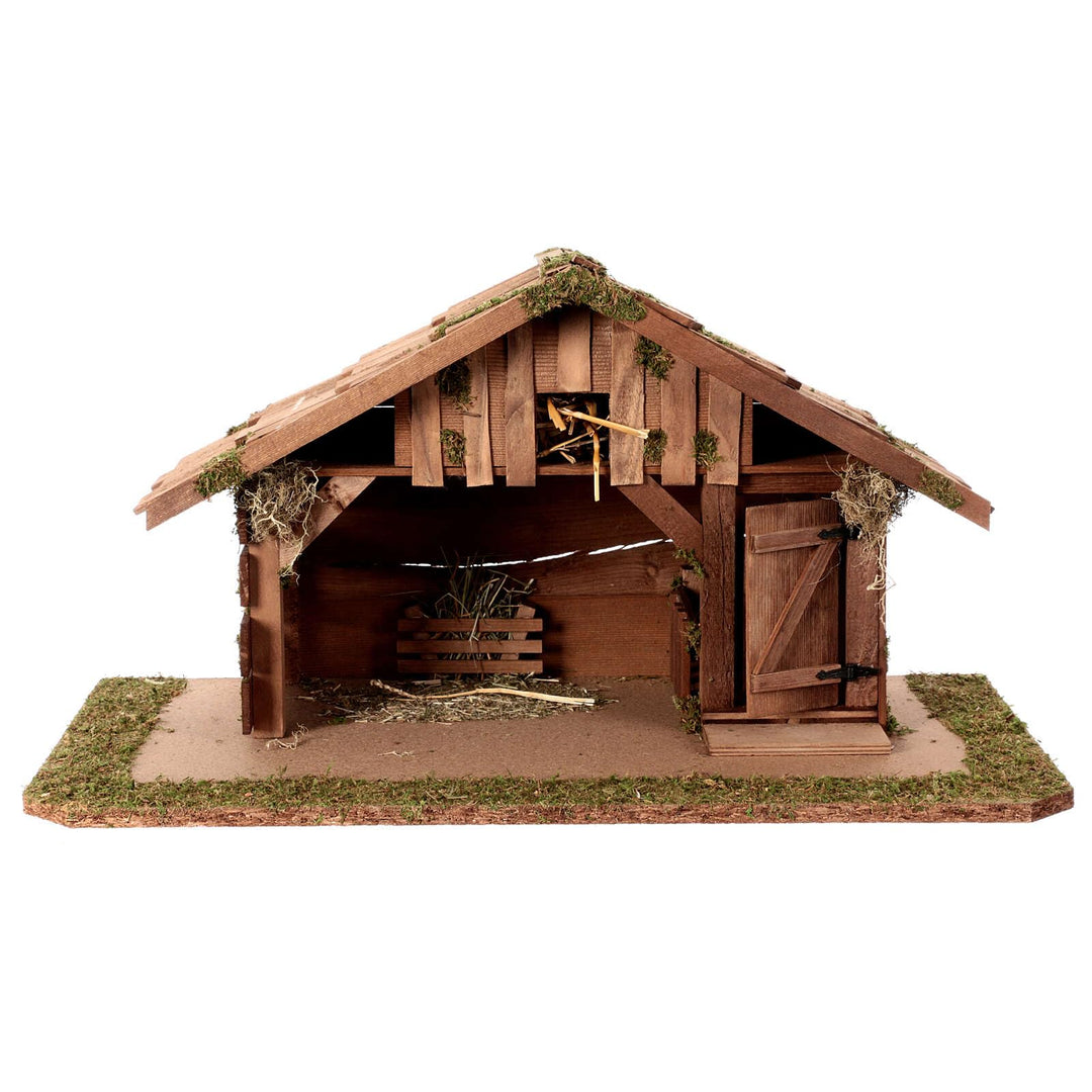 Krippenstall, alpiner Stil, für 10-12 cm Krippe, 30x55x30 cm