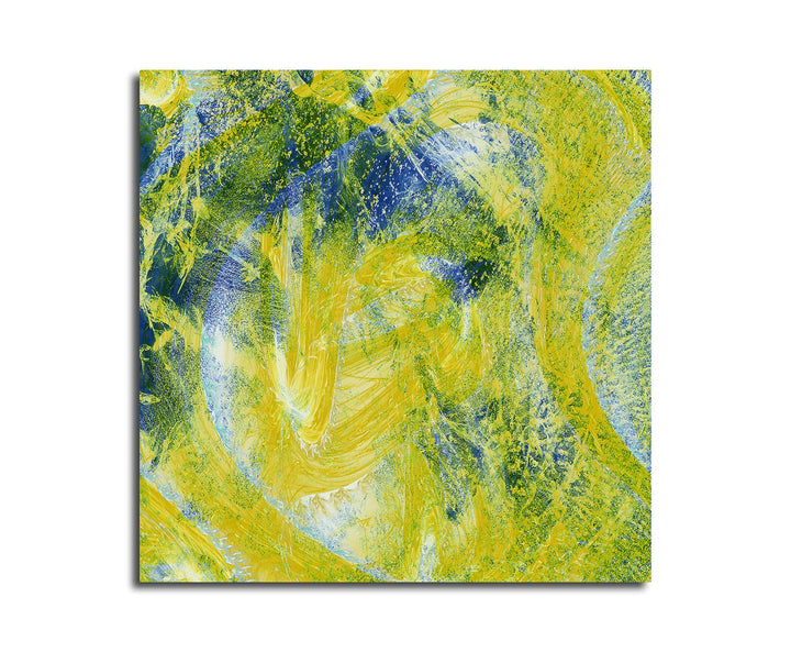 Paul Sinus Art Gelb Blauer Kunstdruck Abstrakt495_60x60cm Leinwandbild grell Abstract XXL fertig auf
