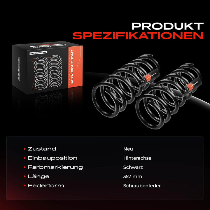 Frankberg 2x Federn Fahrwerksfeder Hinterachse Links Rechts Kompatibel mit XC60 156 2008-2017 Replac