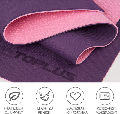 TOPLUS Gymnastikmatte, Yogamatte Yogamatte Gepolstert & rutschfest für Fitness Pilates & Gymnastik m