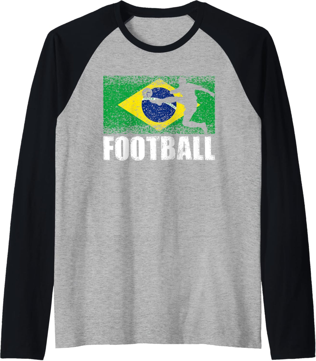 Fussball Sport, Retro Brasilien Flagge, Brasilianischer Raglan