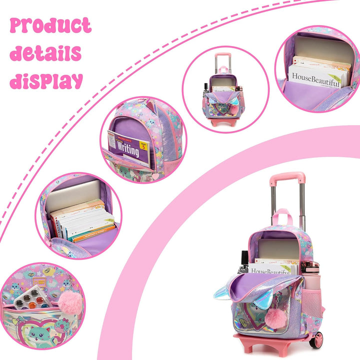 HTgroce Kinderrucksäcke Schultaschen Trolley, Trolley Rucksack Grundschule Schulrucksäcke mit Trolle