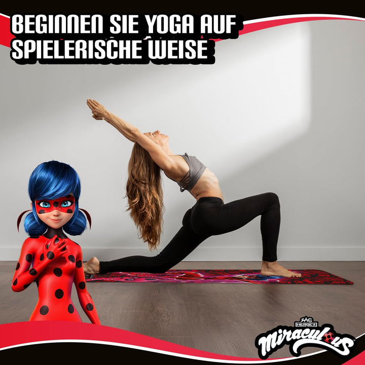 Miraculous Offiziell – Kinder Yoga- & Gymnastikmatte Ladybug & Tikki (60 × 150 × 0,5 cm) – Rutschfes