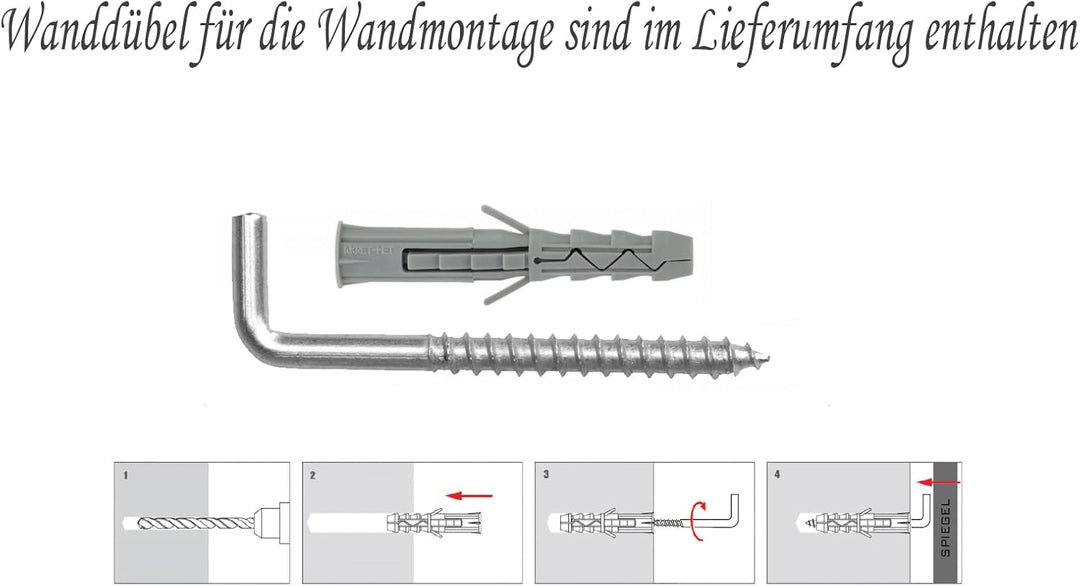 RAMIX Wandspiegel im pulverbeschichtetem Aluminiumrahmen Schwarz Loft Rechteckiger Rund Wohnzimmer S