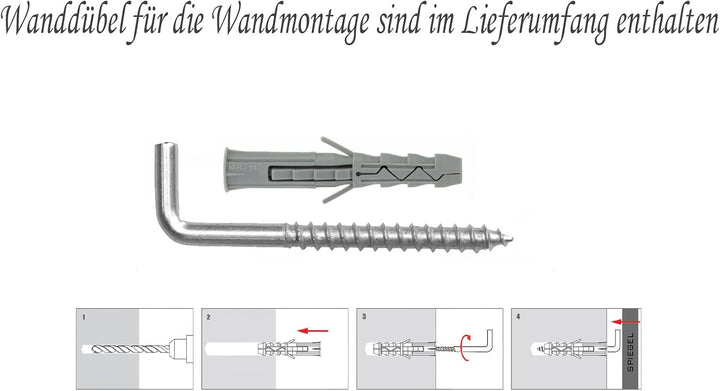 RAMIX Wandspiegel im pulverbeschichtetem Aluminiumrahmen Schwarz Loft Rechteckiger Rund Wohnzimmer S