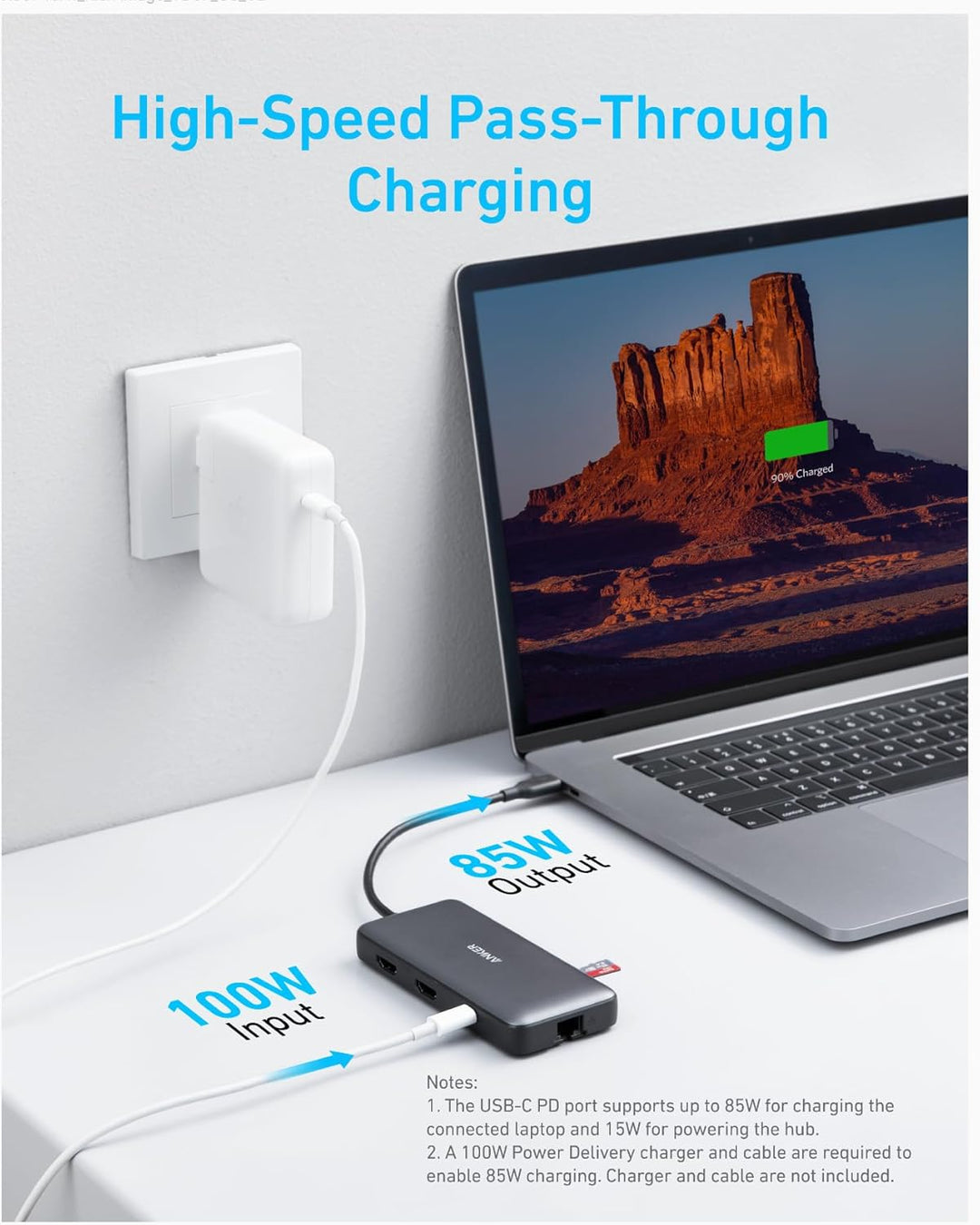 Anker PowerExpand 8-in-1 USB-C Adapter, USB-C Media Hub, Dual 4K HDMI, 100W Power Delivery 1 Gbps Et