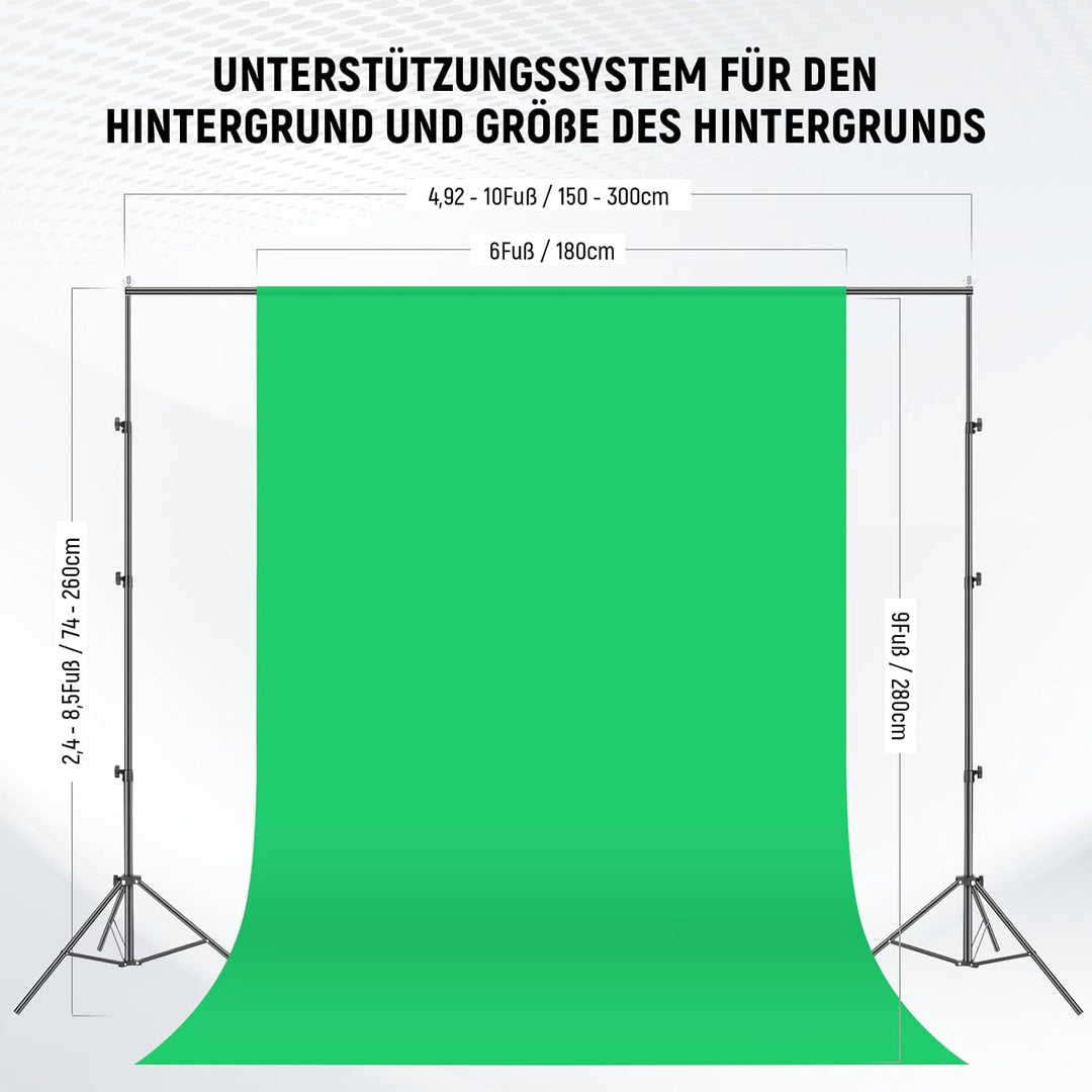 NEEWER Fotografie Dauerlicht Set mit Hintergründen, 2,6x3m Stative, 5700K, 800W, Äquivalent 24W LED