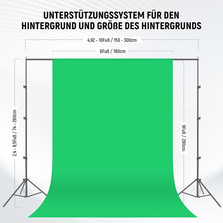 NEEWER Fotografie Dauerlicht Set mit Hintergründen, 2,6x3m Stative, 5700K, 800W, Äquivalent 24W LED