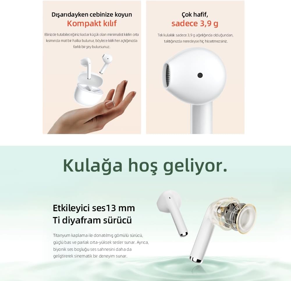 QCY AilyBuds Lite ENC Noise Cancelling Bluetooth 5.3 Wireless Kopfhörer - Schwarz