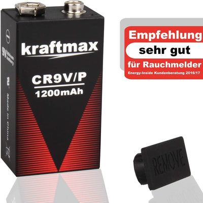 kraftmax 3X 9V Block Lithium Hochleistungs- Longlife Batterien für Rauchmelder/Feuermelder - 10 Jahr