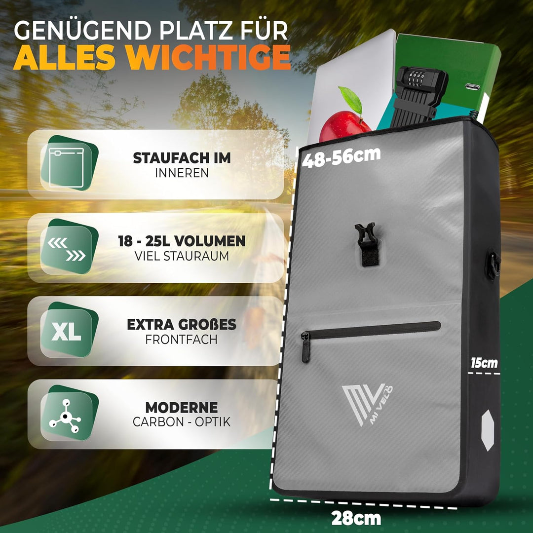 MIVELO 2in1 Fahrradtasche für Gepäckträger Gepäckträgertasche 100% wasserdicht Fahrrad Tasche für Ge